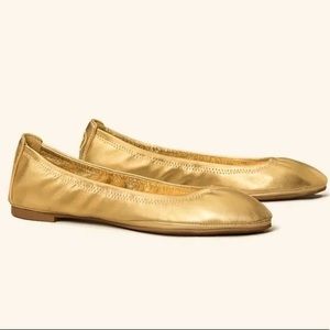 Tory Burch Gold, Metallic, Eddie Ballet Flats